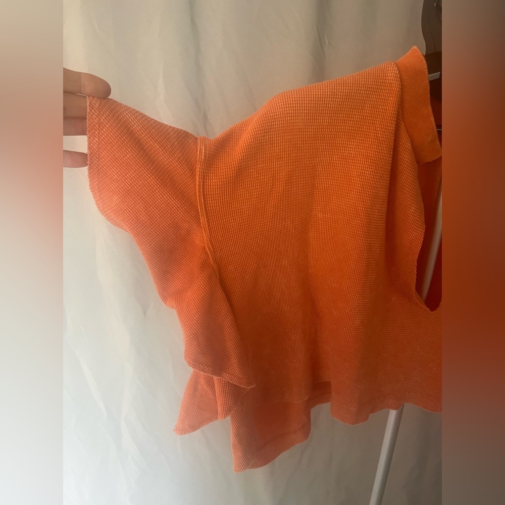 Orange Ruffled Women's Top - Picture 2 of 7